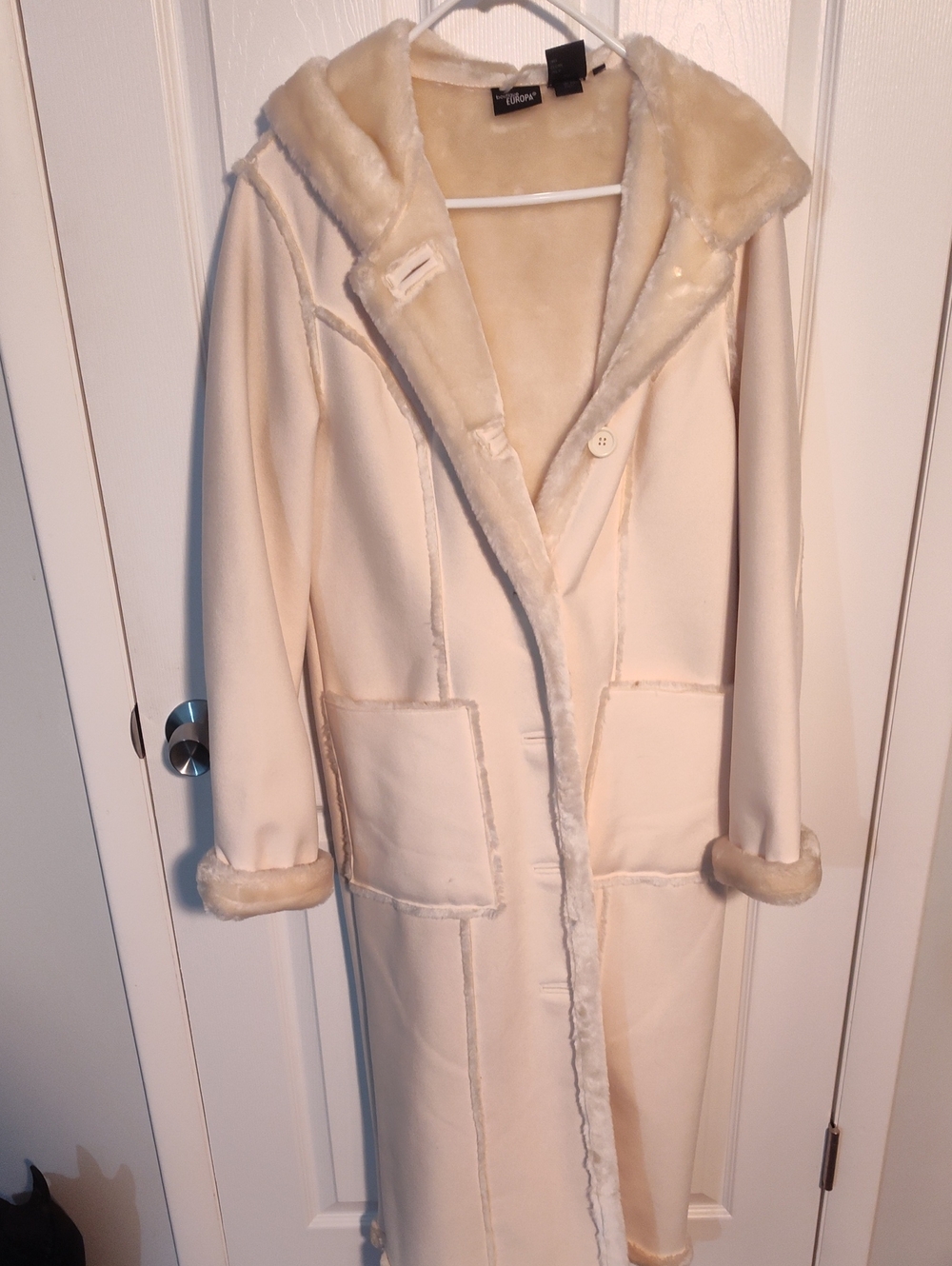 Wilson Cream Faux Shearling Long Trench Coat